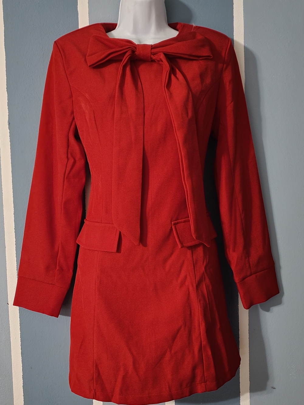 SHEIN Red Bow-Front Mini Dress
